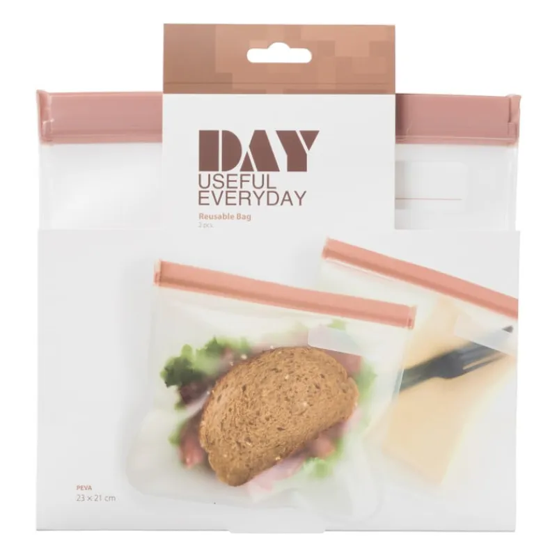 Xenos Bewaardozen-Snack bags - diverse kleuren - set van 2