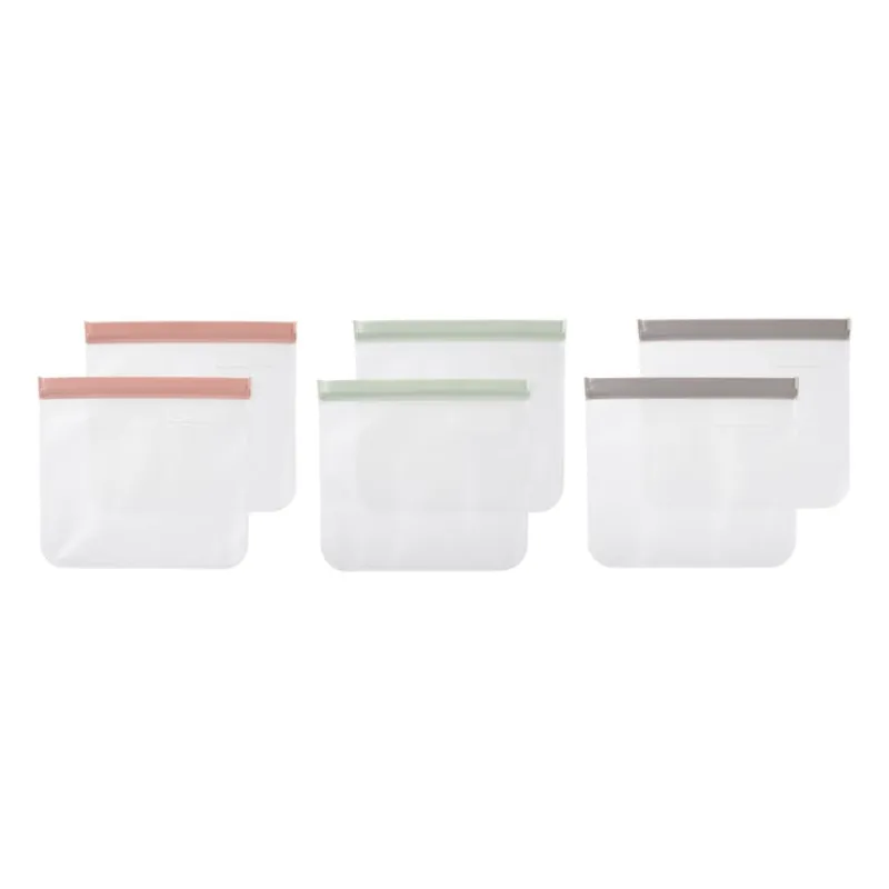 Xenos Bewaardozen-Snack bags - diverse kleuren - set van 2