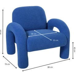Xenos Fauteuils-Sofa Marilyn - blauw - 74x88x79 cm