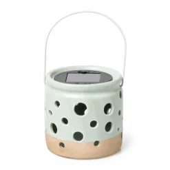 Xenos Solar Verlichting-Solar lampje keramiek - groen - ø9.3x9.2 cm