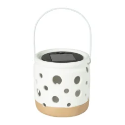 Xenos Solar Verlichting-Solar lampje keramiek - wit - ø9.3x9.2 cm
