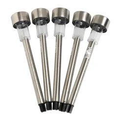 Xenos Solar Verlichting-Solar lantaarns - zilverkleurig - set van 5