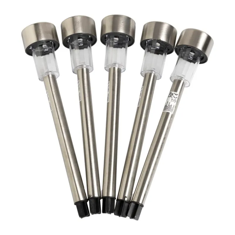 Xenos Solar Verlichting-Solar lantaarns - zilverkleurig - set van 5