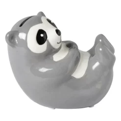 Xenos Kerstcadeaus-Spaarpot luiaard - bruin/wit - 14.5x8.5x11 cm