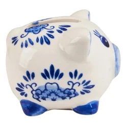Xenos Kerstcadeaus-Spaarpot mini varken - delfstblauw