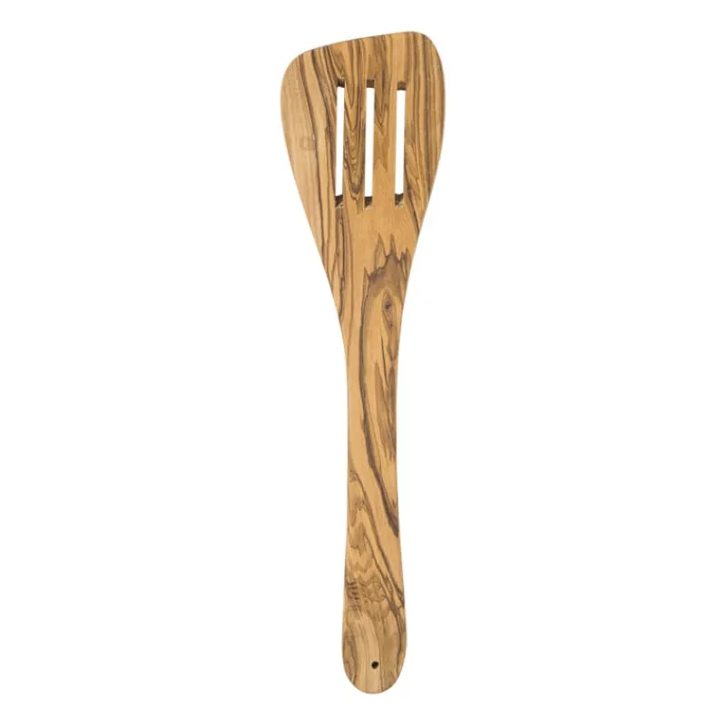 Xenos Keukengerei-Spatel met gleuven olijfhout - bruin - 30 cm