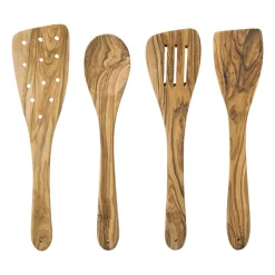 Xenos Keukengerei-Spatel met gleuven olijfhout - bruin - 30 cm