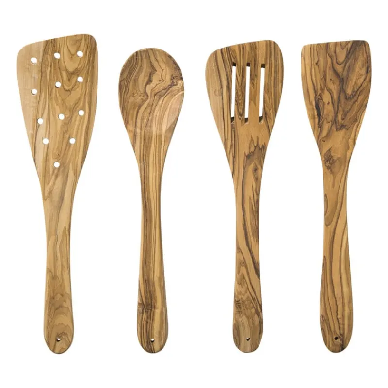 Xenos Keukengerei-Spatel met gleuven olijfhout - bruin - 30 cm