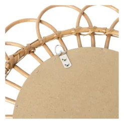 Xenos Wandspiegels-Spiegel bloem - rotan - ø50 cm