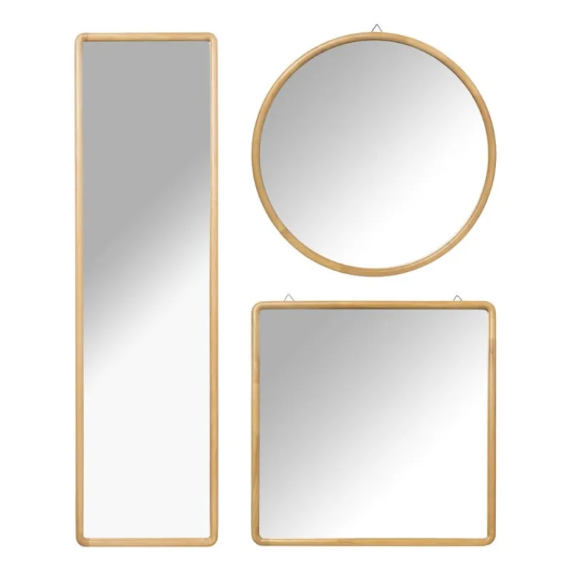 Xenos Wandspiegels-Spiegel Lindt - rond - bruin - ø60 cm