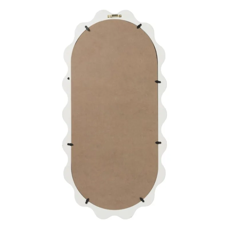 Xenos Wandspiegels-Spiegel met golfrand - wit - 30x60 cm