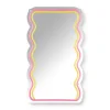 Xenos Wandspiegels-Spiegel met golven LED - geel/roze - 40x23x1.4 cm