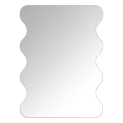 Xenos Wandspiegels-Spiegel organisch met golfrand - zilverkleurig - 50x37 cm
