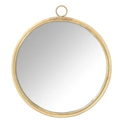 Xenos Kerstcadeaus|Wandspiegels-Spiegel rond - rotan - ø43 cm