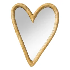 Xenos Wandspiegels-Spiegel rotan hart - bruin - 30x40 cm