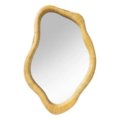Xenos Wandspiegels-Spiegel rotan organisch - bruin - 32x49 cm