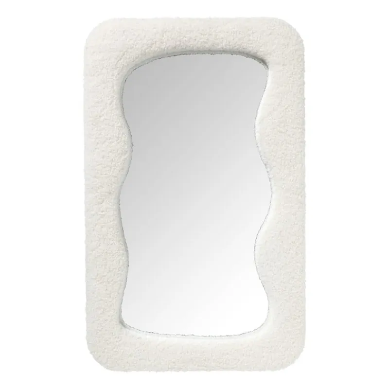Xenos Wandspiegels-Spiegel wave teddy - wit - 60x37 cm