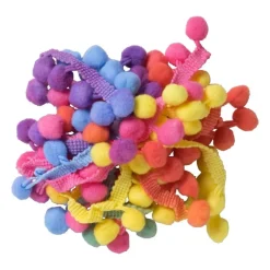 Xenos Knutselspullen-Stoffenband met pompons - set van 2 - 200 cm