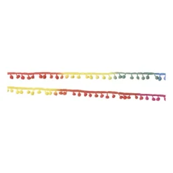 Xenos Knutselspullen-Stoffenband met pompons - set van 2 - 200 cm