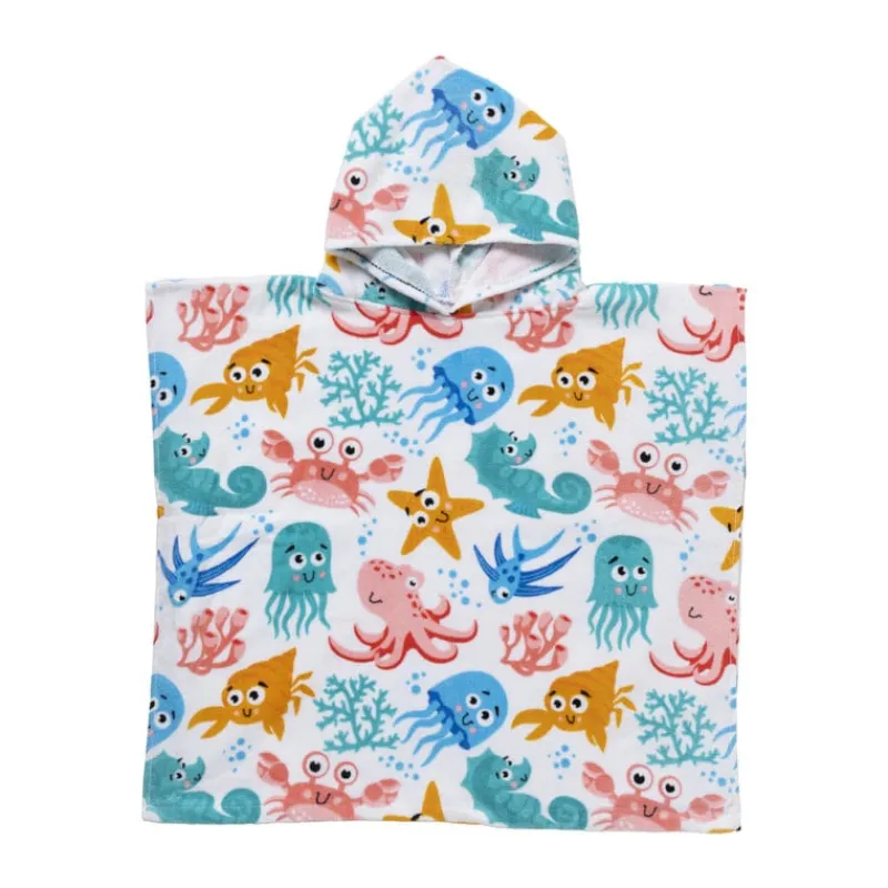 Xenos Strandaccessoires-Strandponcho kids sea life - multikleur - 60x110 cm