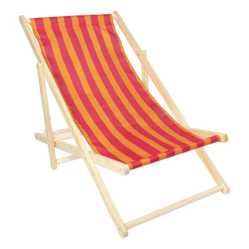 Xenos Strandaccessoires-Strandstoel streep - oranje/roze - 92x82x58 cm