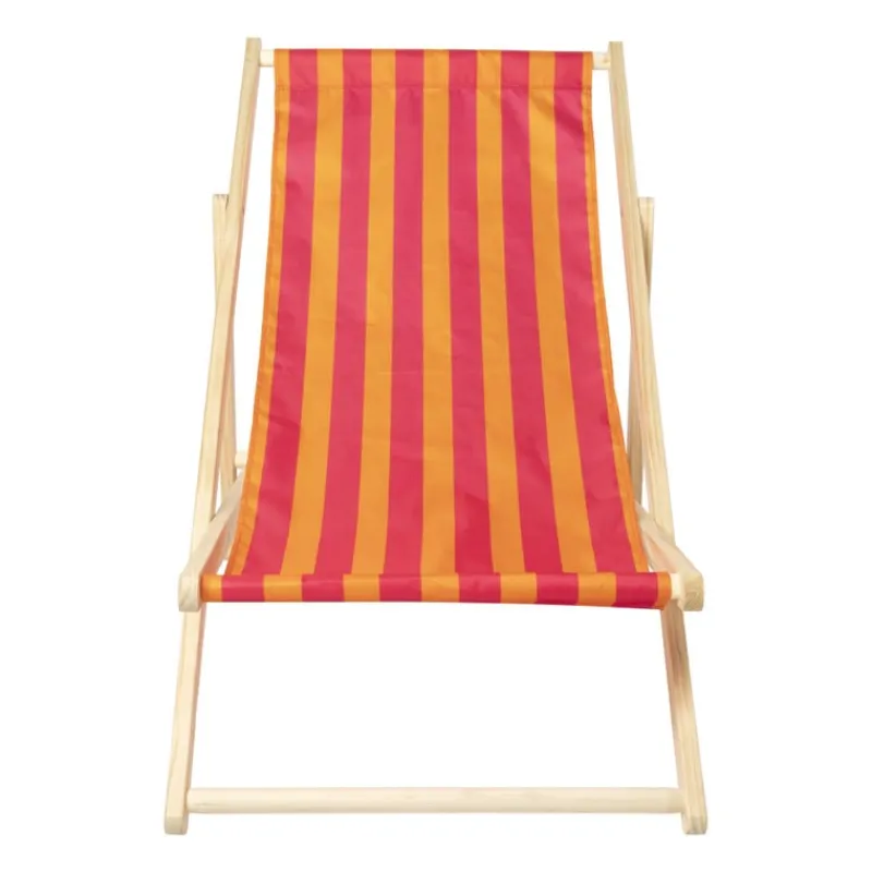 Xenos Strandaccessoires-Strandstoel streep - oranje/roze - 92x82x58 cm