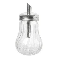 Xenos Koffie Accessoires|Thee Accessoires-Suikerstrooier lijn - glas/rvs - ø7.5x14.5 cm