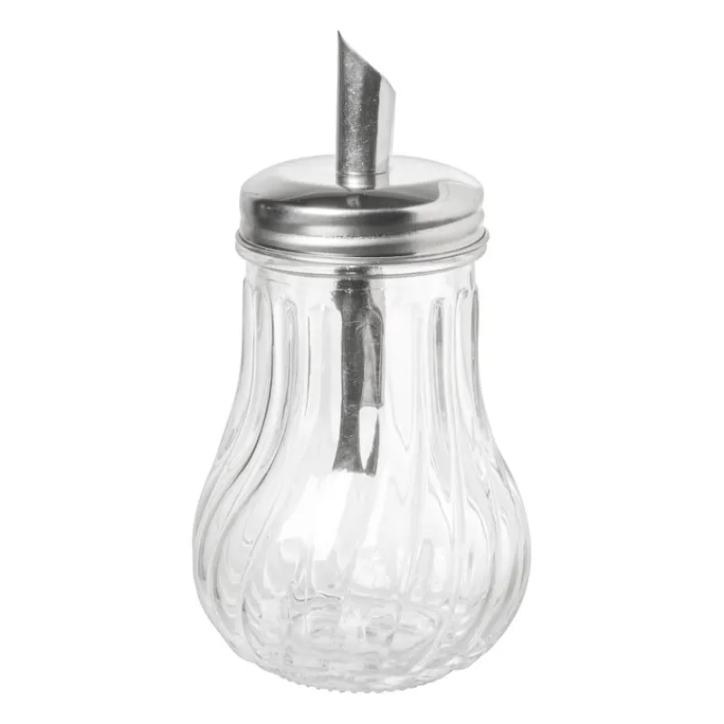 Xenos Koffie Accessoires|Thee Accessoires-Suikerstrooier lijn - glas/rvs - ø7.5x14.5 cm