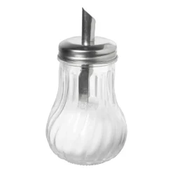 Xenos Koffie Accessoires|Thee Accessoires-Suikerstrooier lijn - glas/rvs - ø7.5x14.5 cm