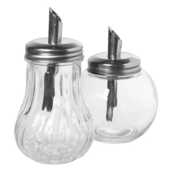 Xenos Koffie Accessoires|Thee Accessoires-Suikerstrooier lijn - glas/rvs - ø7.5x14.5 cm