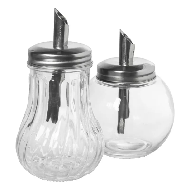 Xenos Koffie Accessoires|Thee Accessoires-Suikerstrooier lijn - glas/rvs - ø7.5x14.5 cm