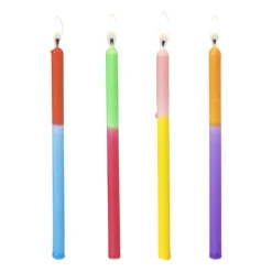 Xenos Taartdecoratie-Taartkaarsen dip-dye - multikleur - set van 12