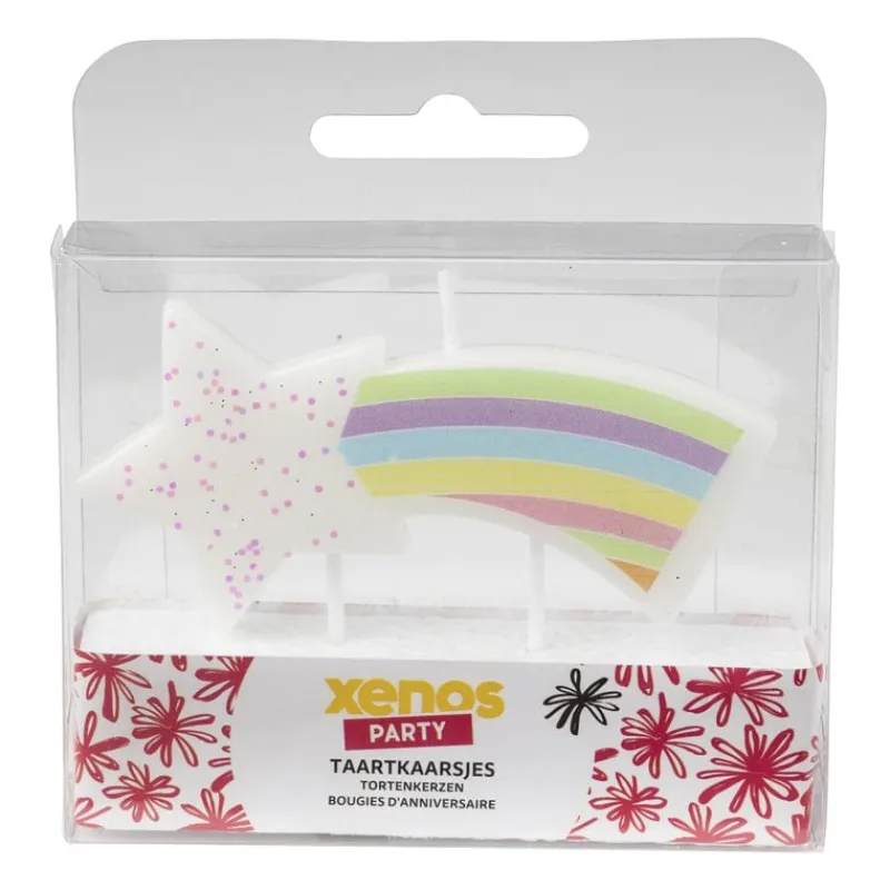 Xenos Taartkaarsjes|Kinderfeestjes-Taartkaarsje - regenboog