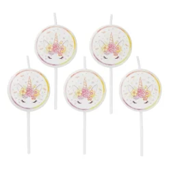 Xenos Taartkaarsjes|Kinderfeestjes-Taartkaarsjes unicorn - set van 5