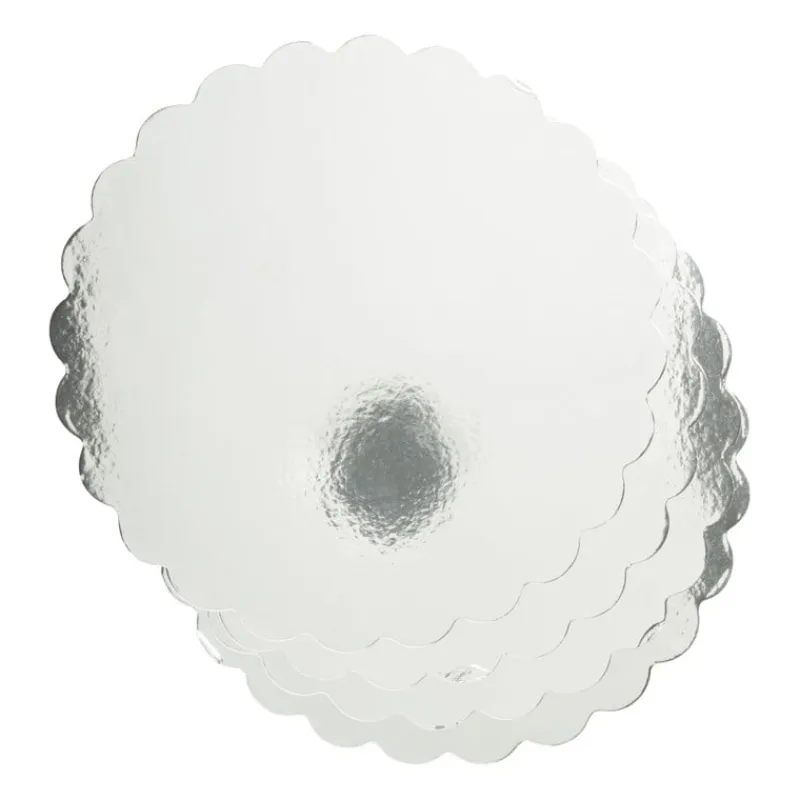 Xenos Taartdecoratie-Taartonderleggers - zilverkleurig - set van 4