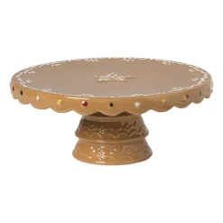 Xenos Taartplateaus|Kerst Bakken-Taartplateau kerst - bruin - ø26x11 cm