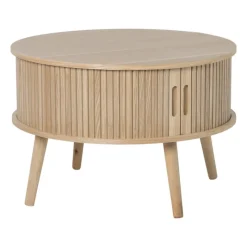 Xenos Salontafels|Kast Met Deuren-Tafel/kast Uppsala rond - naturel - ø60x40 cm