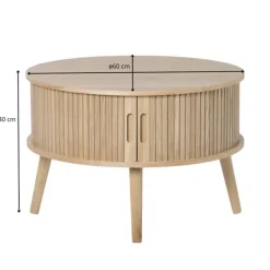 Xenos Salontafels|Kast Met Deuren-Tafel/kast Uppsala rond - naturel - ø60x40 cm