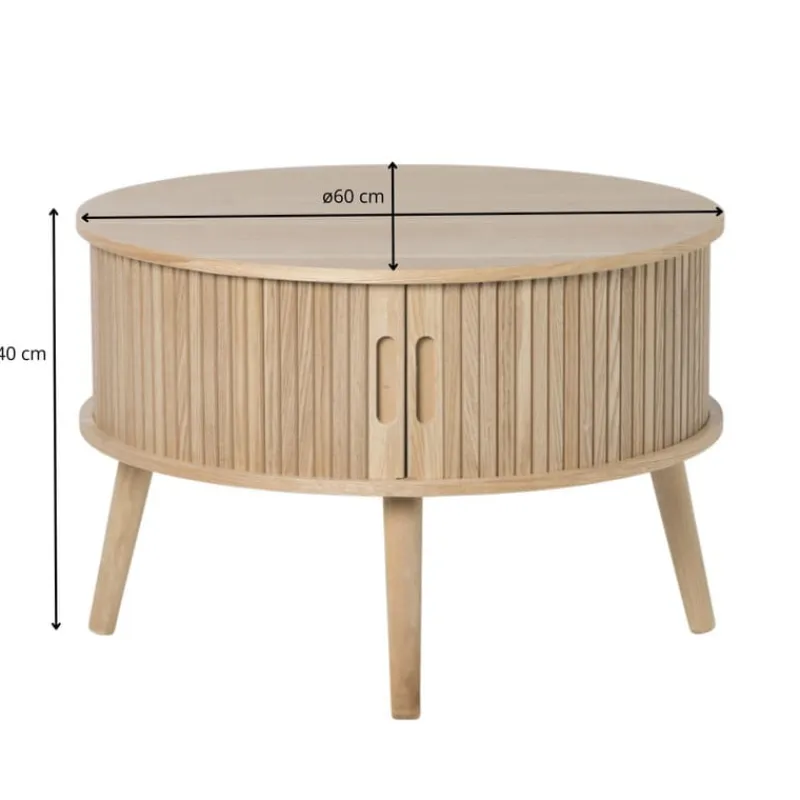 Xenos Salontafels|Kast Met Deuren-Tafel/kast Uppsala rond - naturel - ø60x40 cm