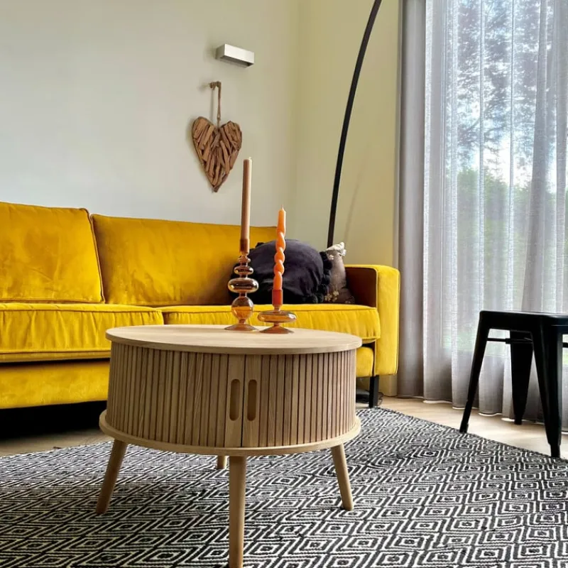 Xenos Salontafels|Kast Met Deuren-Tafel/kast Uppsala rond - naturel - ø60x40 cm