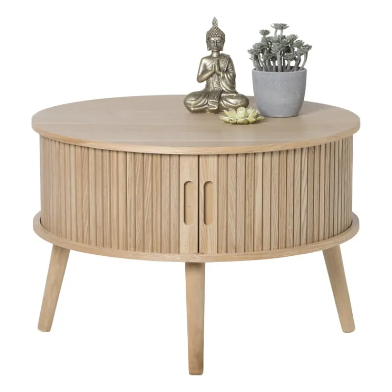 Xenos Salontafels|Kast Met Deuren-Tafel/kast Uppsala rond - naturel - ø60x40 cm