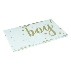 Xenos Wegwerptafelkleden|Babyshower-Tafelkleed baby boy - blauw/goud - 136x220 cm