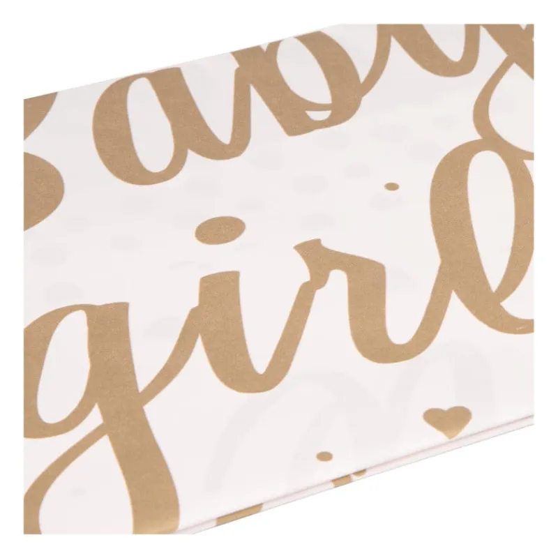 Xenos Wegwerptafelkleden|Babyshower-Tafelkleed baby girl - roze/goud - 136x220 cm