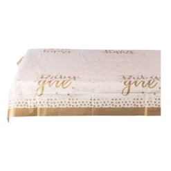 Xenos Wegwerptafelkleden|Babyshower-Tafelkleed baby girl - roze/goud - 136x220 cm