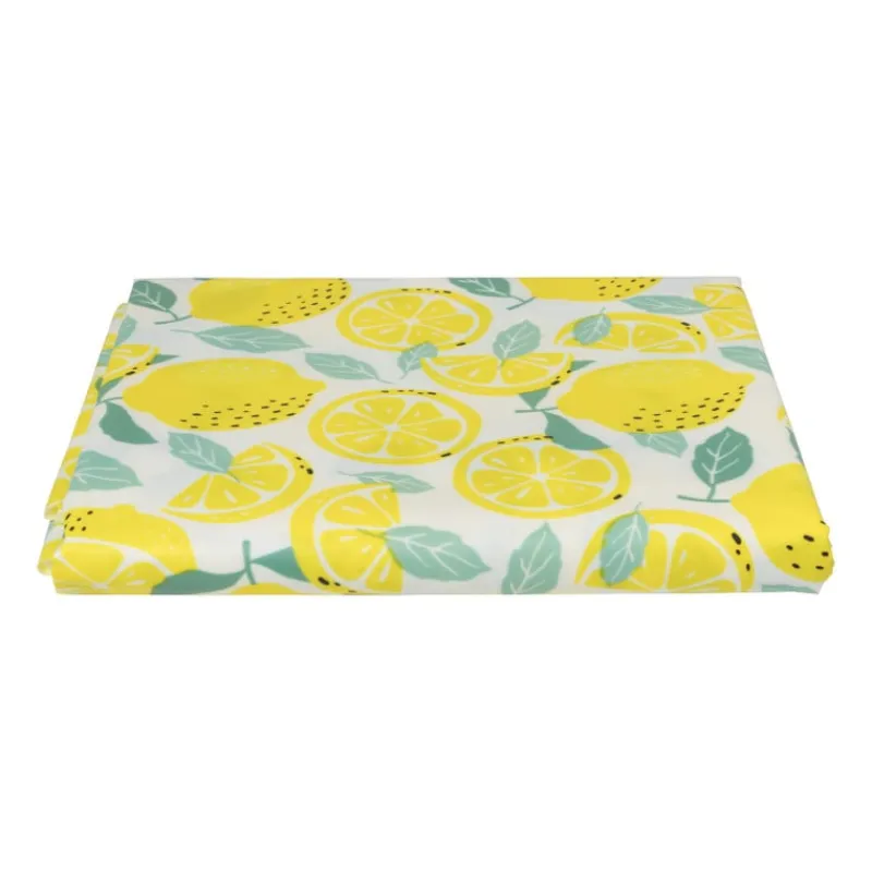 Xenos Tafelkleden-Tafelkleed citroen - geel/wit - 150x220 cm