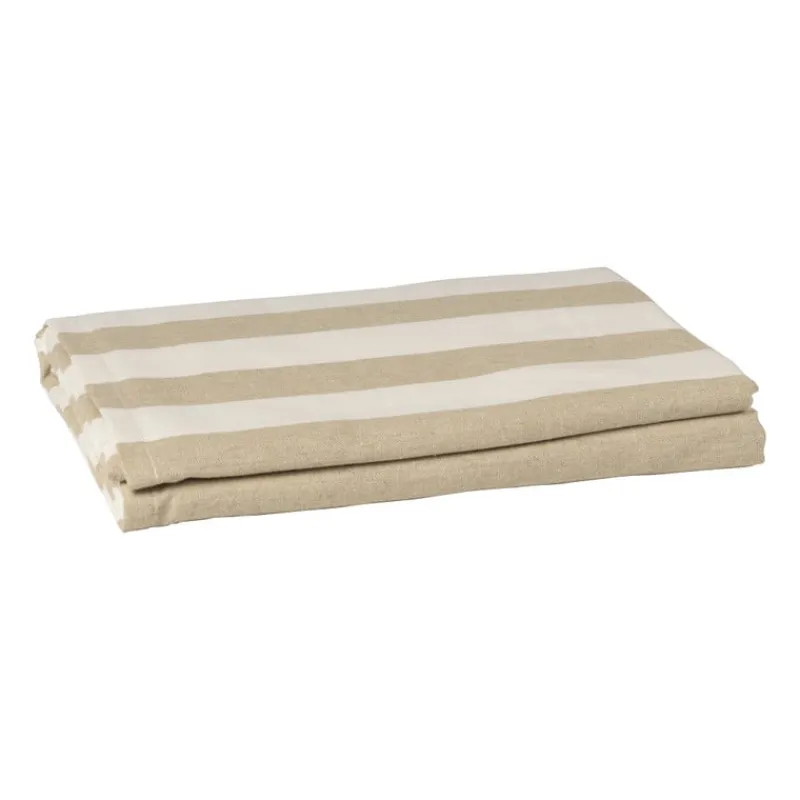 Xenos Tafelkleden|Kersttafelkleden-Tafelkleed gestreept groot - wit/beige - 145x320 cm