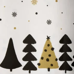 Xenos Kersttafelkleden-Tafelkleed kerstbomen - zwart/wit/goud - 138x220 cm