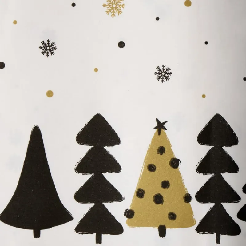 Xenos Kersttafelkleden-Tafelkleed kerstbomen - zwart/wit/goud - 138x220 cm