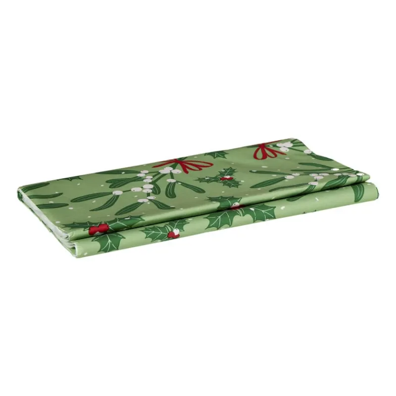 Xenos Kersttafelkleden-Tafelkleed mistletoe - groen - 138x220 cm
