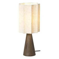 Xenos Tafellampen-Tafellamp conisch geschulpt - beige - ø17x42 cm